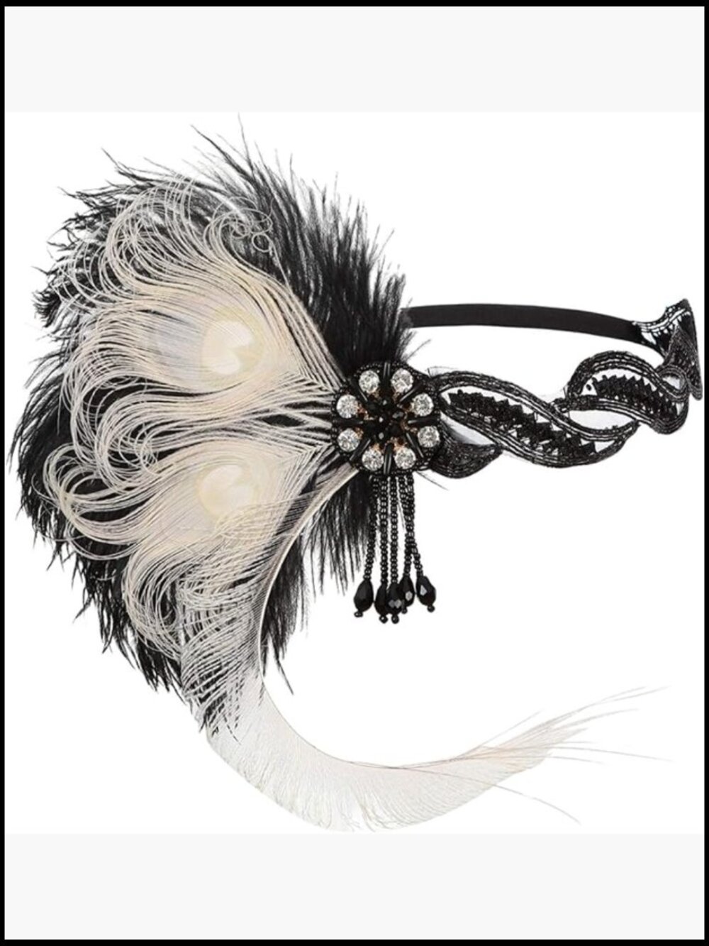 Vintage Art Deco Feather Headpiece Flapper 1920s Headband Gatsby Hair Accessory